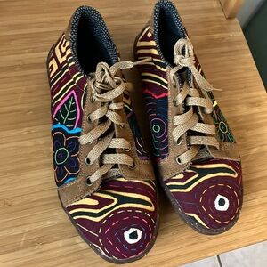 KUNA PRINTS Boho Lace up Mola Shoes - EcoFriendly Vegan Tribal Handmade size W7